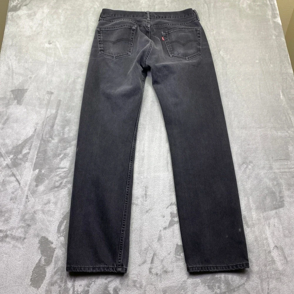 Levis 505 Regular Fit Mens Jeans Faded Black Straight‎ Leg Sz 34 Fits 33